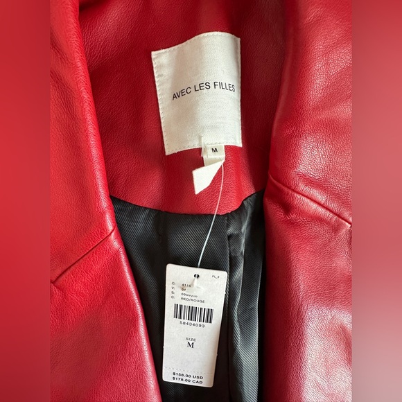 Avec Les Filles Red Vegan Leather Blazer NEW - Picture 8 of 9